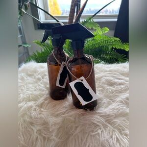 Amber Glass Spray Bottles Bundle of Two with label
